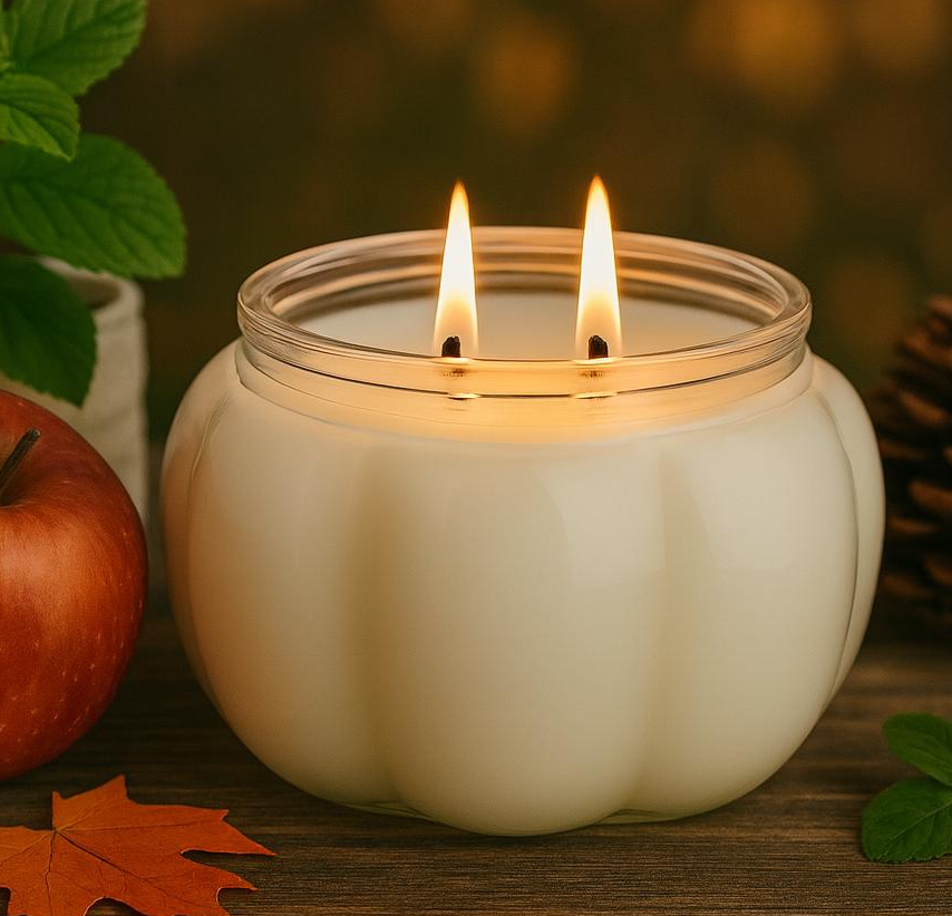 Jukai White Crystal Pumpkin Candle