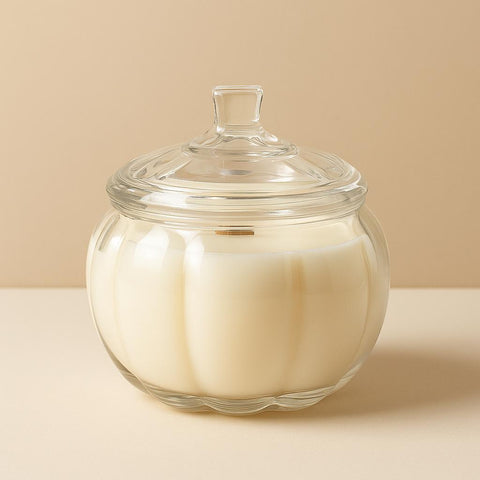 Jukai White Crystal Pumpkin Candle